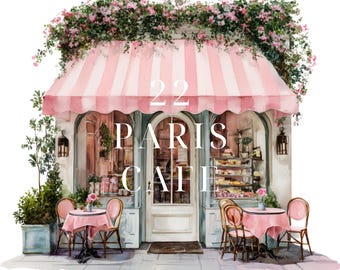 Paris Café Scene Clipart, Romantic Coffee Shop Illustration, French Cafe Watercolor Art, Outdoor Dining Scene