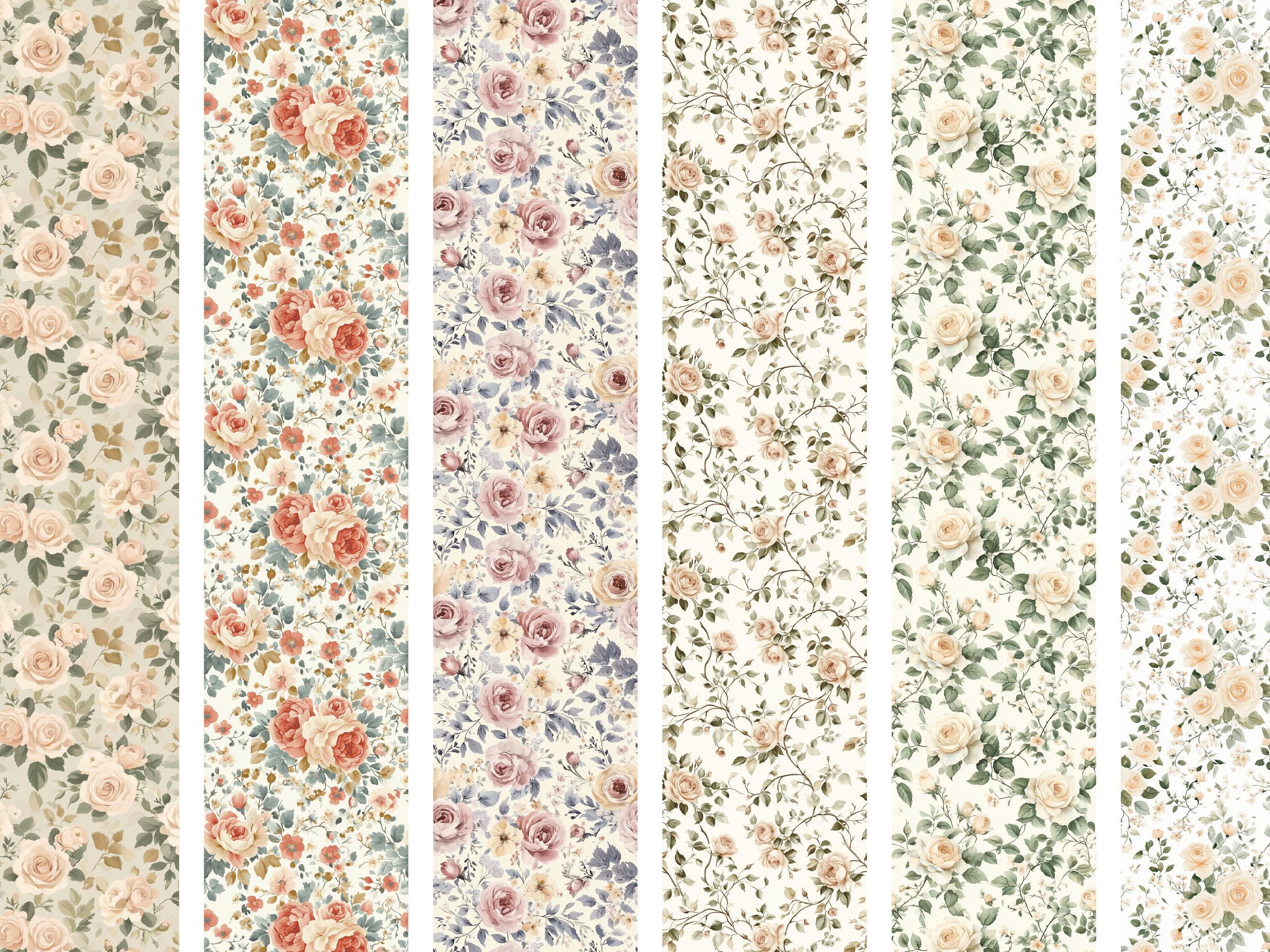 French Floral Seamless Pattern, Shabby Chic Digital Paper, Vintage ...
