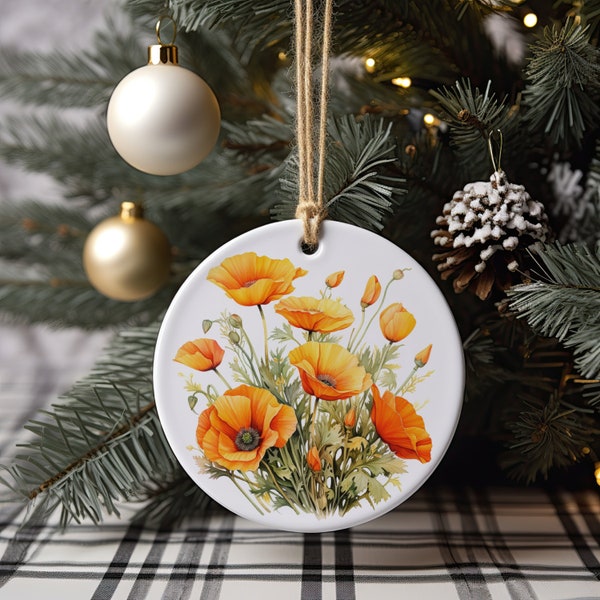 California State Flower Ornament-California Poppy-Perfect for Wedding Gift, Wedding Favor,Mother's Day, Gardening Enthusiasts, Florists