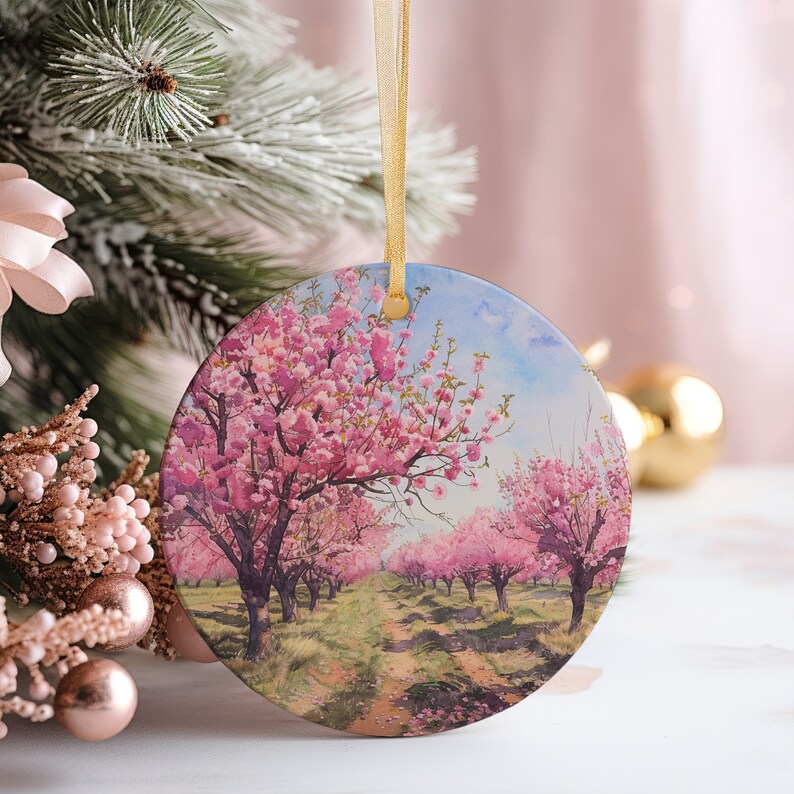 Personalized Cherry Blossom Christmas Ornaments 2025...