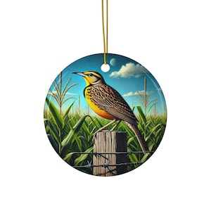 Kansas, Montana, Nebraska, North Dakota, Oregon, Wyoming State Bird Ornament-Western Meadowlark