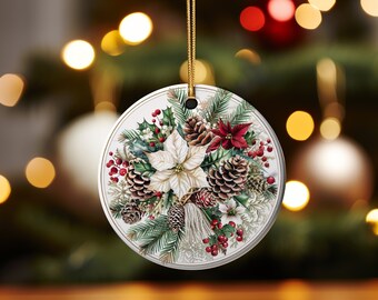 Décoration florale de l'État du Maine : décoration de Noël en pomme de pin blanc pour amoureux de la nature, cadeau d'anniversaire pour la fête des mères, cadeau de mariage, cadeau de mariage