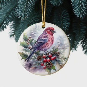 Purple Finch-State Bird of New Hampshire Christmas Ornament, Bird Enthusiasts, Nature Lovers, Christmas Gift