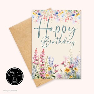 Printable Birthday Card Wildflower Birthday Card