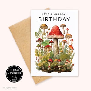 Carte d'anniversaire imprimable Champignon vénéneux magique