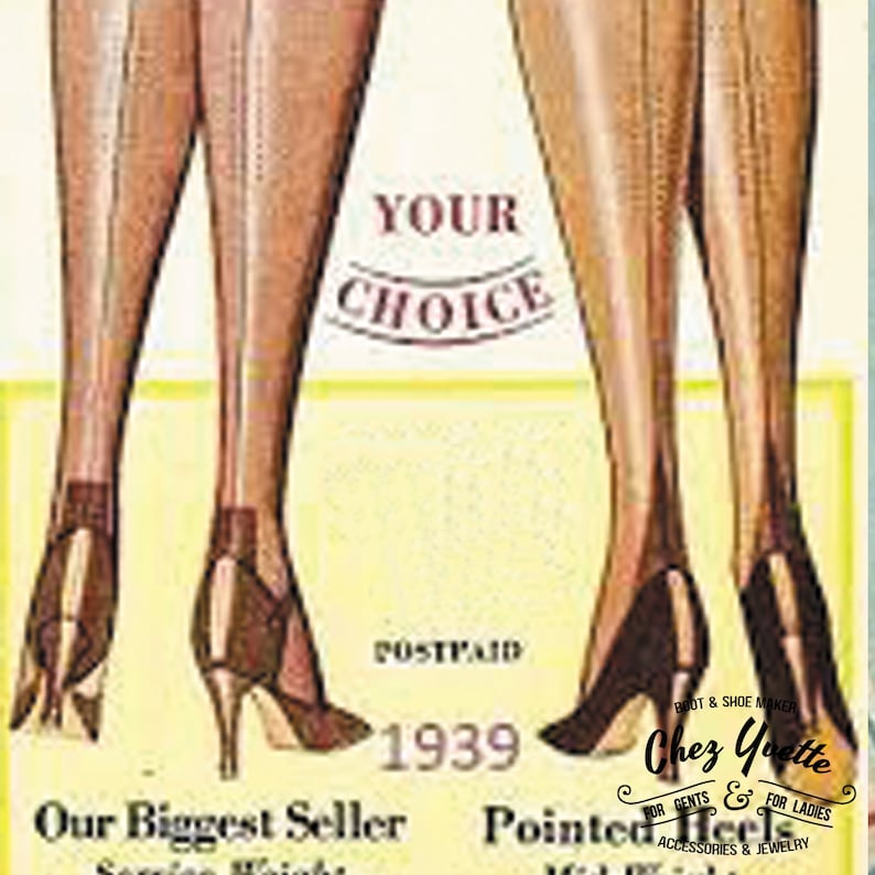 1940'S Nylon Stockings Bas Nylon avec couture des années 1940 Reproduction image 3