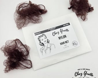 1940'S Hairnet - Résille nylon des année 1940 - Snood - Reproduction - Résille cheveux vintage années 40 – Lot de 3 filets nylon invisibles