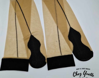 1940'S Nylon Stockings - Bas Nylon avec couture des années 1940 - Reproduction