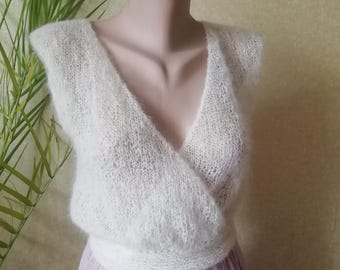 Mohair vest breipatroon pdf, wikkelvestpatroon, breipatroon voor beginners, lichtgewicht vest, doe-het-zelf gebreide top, direct downloaden