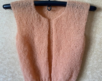 Chaleco de punto de mohair estilo súper corto con top abierto, patrón PDF para camisola de punto