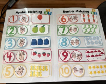 handmade / laminated / Velcro number matching activity / numbers / matching / maths / early learning / number recognition/ number support