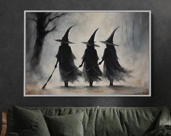 Three Witches Halloween Art Print: Dark Spooky Witchcraft (Digital Download)