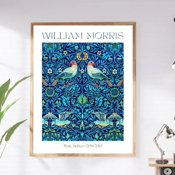 BIRDS By WILLIAM MORRIS Instant  Digital Download Art Poster Print Printable Artwork Colorful Textile Pattern Feature Wall Decor Prints