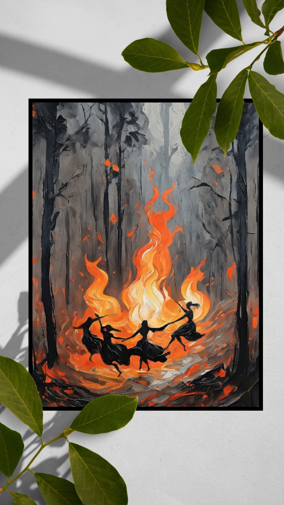 BELTANE FIRE FESTIVAL Witches Circle Oil Painting Witchy Art Download ...