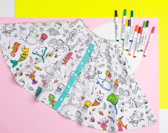 Coloring Skirt - Unicorns/ Princesses /Sea animals & Cat mermaids