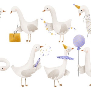 Alles Gute zum Geburtstag Gans Clipart - Gemaltes Tier - PNG Baby Kleidung Clipart für Neugeborene Ente Clipart Gans - Babyparty - Niedlich Schön für Baby