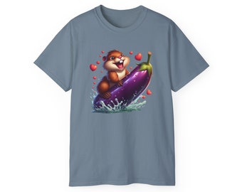 Funny Rude Inuendo T-shirt: Hilarious Wet Beaver Riding Aubergine Design Perfect Hen Party Doo Bachelorette