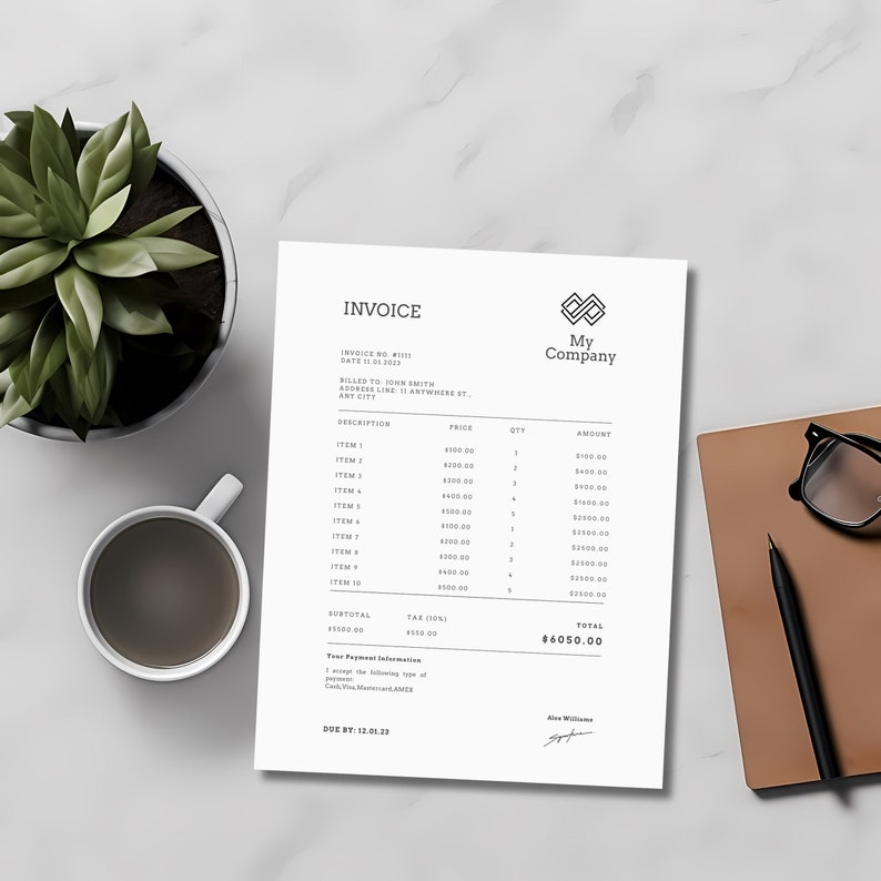 Invoice Template Pdf/word/canva Edit Business Invoice. Editable Invoice ...
