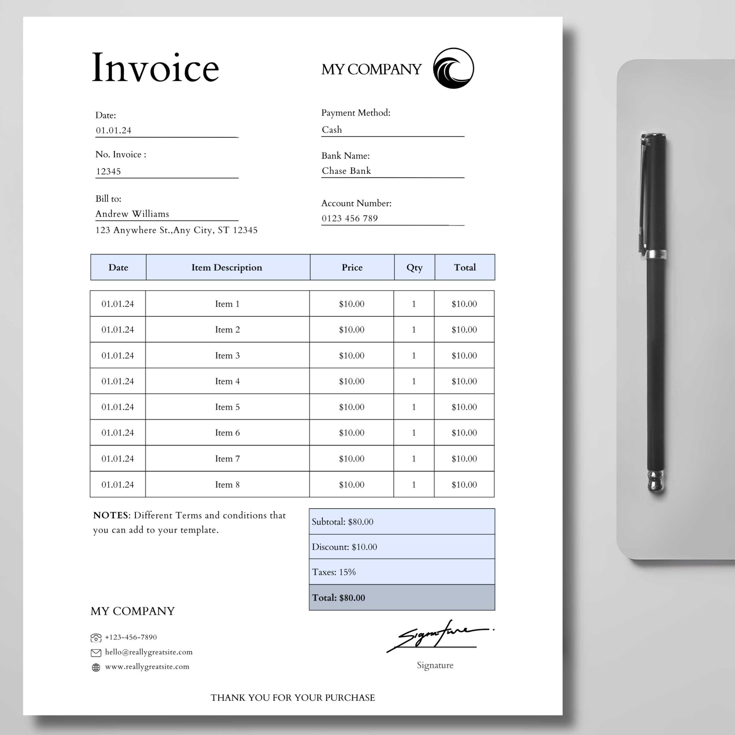 Mastercard Invoice Invoice Template Word/pdf/canva Edit Business Invoice. Editable Invoice ...