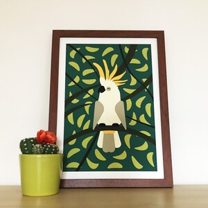 Yellow-Crested Cockatoo Illustration - Tropical Bird Art Print