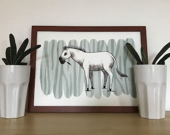 Striped Zebra Illustration - Minimalist Animal Art Print