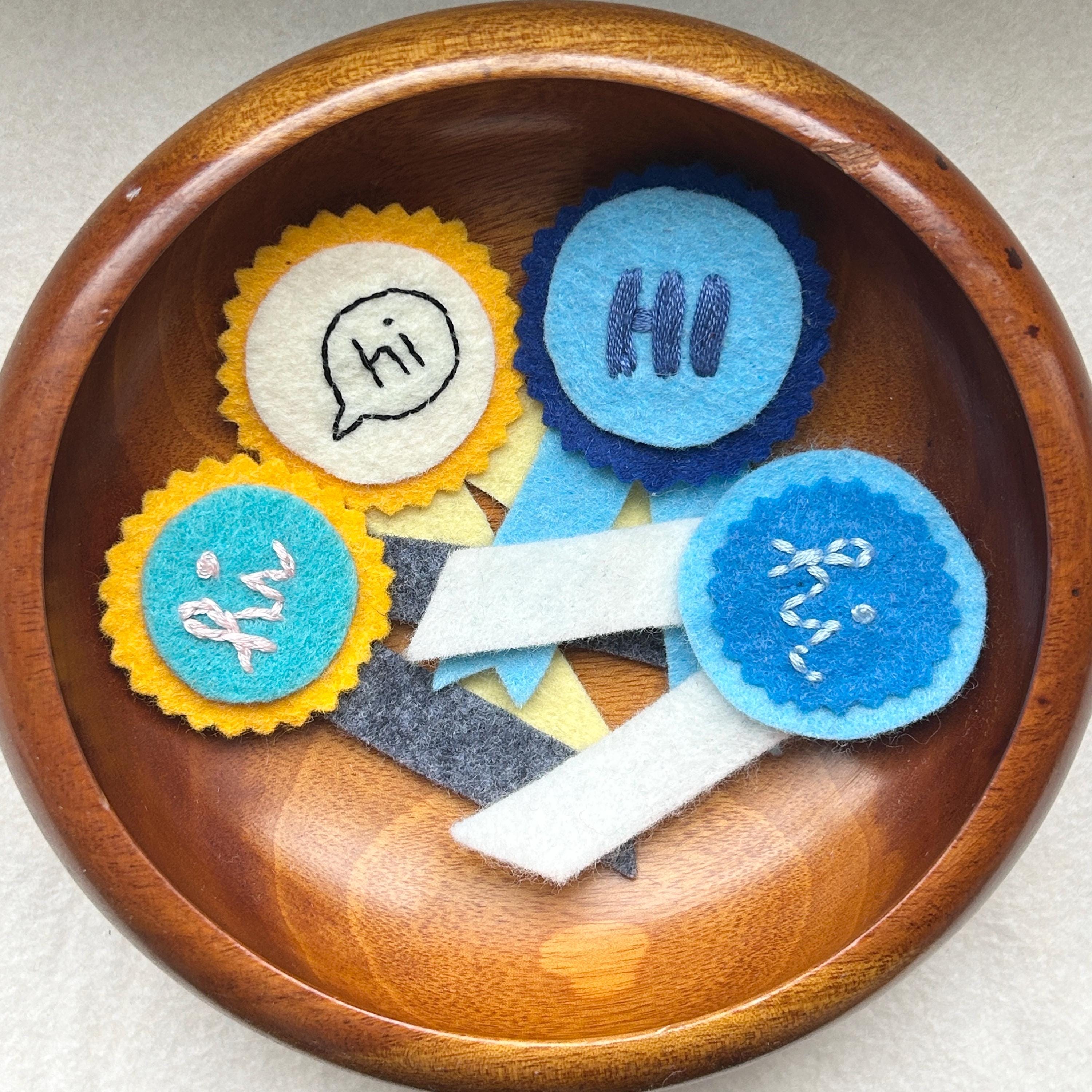 Handmade Embroidered Hi Felt Badge - Etsy