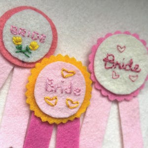 Handmade Embroidered Bride Felt Badge
