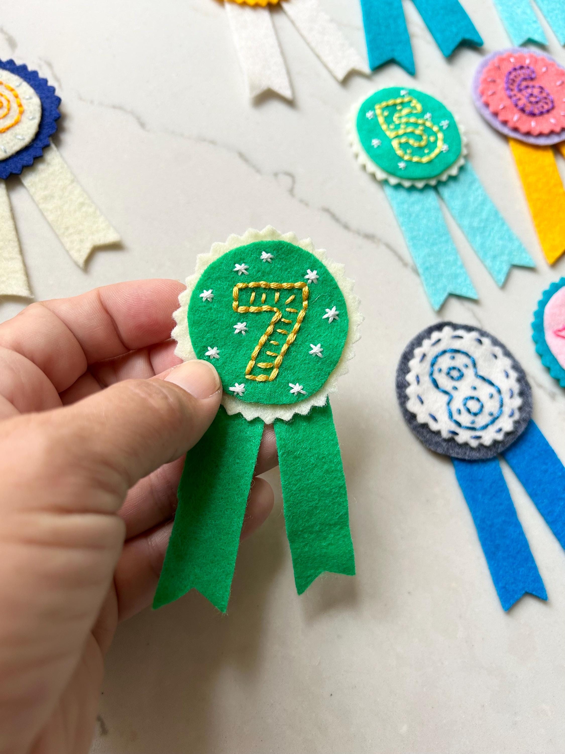 Hand Embroidered Felt Number Birthday Badge, Custom Pin for Birthday ...