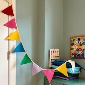 Handmade Colorful Felt Triangle Bunting, Birthday Party Garland and Decorations, Reusable Party Decor