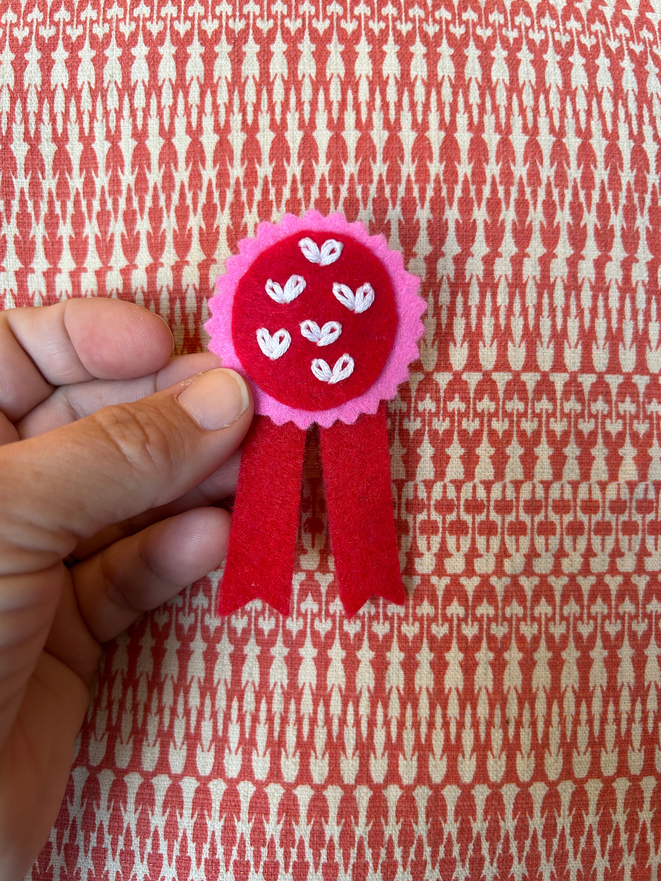 Handmade Embroidered Heart Felt Badge for Valentine’s Day - Etsy