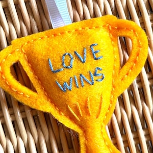 Love Wins Handmade Felt Trophy Christmas Ornament