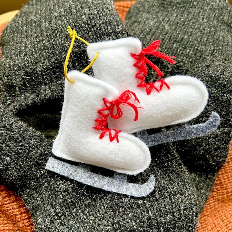 Black ice skates ornament