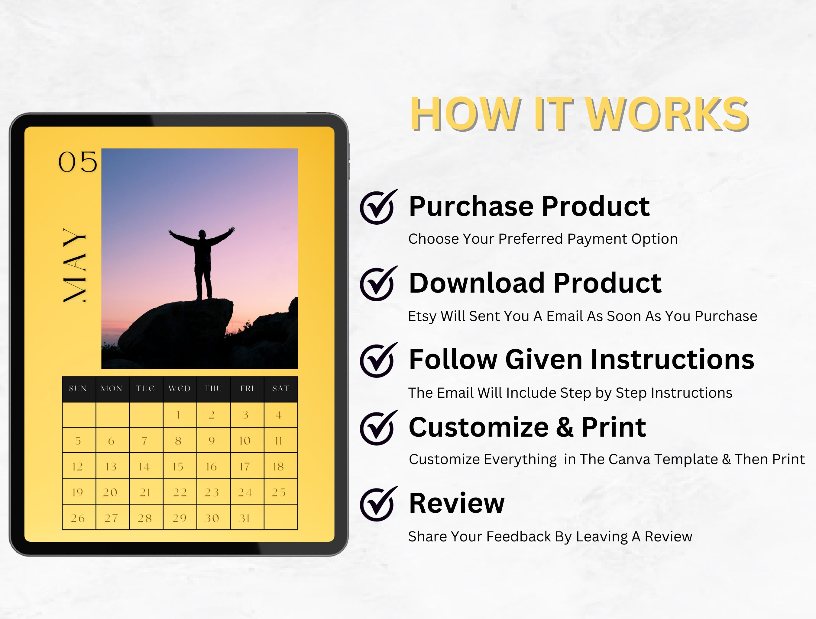 2024 Editable Photo Calendar, 2024 Calendar Canva, 2024 Calendar