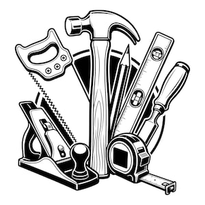 Carpenter Tools SVG PNG, Woodworking Hand Tools, Handyman Shirt, Craftsman, Cabinet Makers, Woodshop Sign,  Cut File