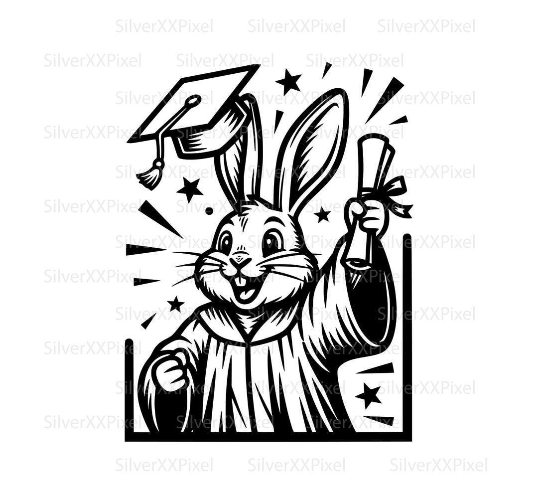 Graduation Bunny SVG | Class of 2026 Graduate Rabbit With Diploma ...