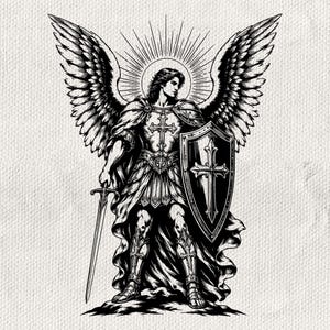 Sankt Mikael ärkeängel SVG PNG, katolsk krigsängel, religiös skjortdesign, katolsk gåva, andligt skydd, klippfil