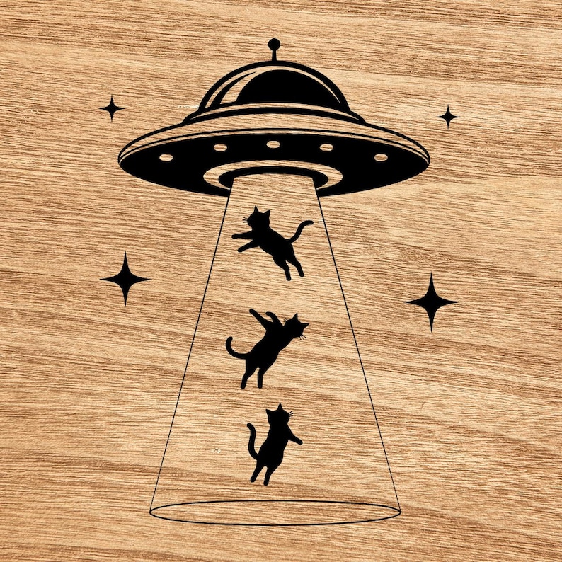 UFO Cats SVG PNG, Alien Cat Abduction, Funny Space Cat, Flying Saucer Cats Clipart, Cat Lover Shirt, Weird Cat, Cut File image 5