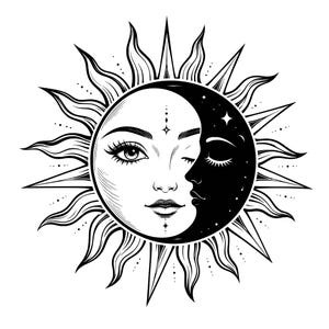 Celestial Sun Moon SVG Schnittdatei: Yin Yang Astrologie Boho Design (Digitaler Download)
