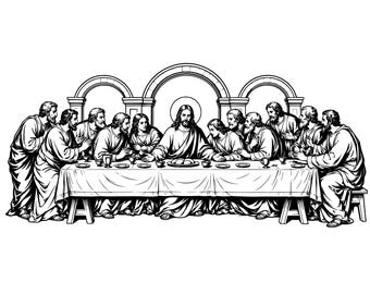 Last Supper SVG PNG Jesus and Disciples Christian Religious Wall Art Laser Engraving Wood Sign Church Decor Cricut