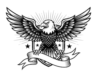 Patriotic Eagle Shirt SVG, American Eagle Cut File, USA Bird Emblem Design, Freedom Shirt Graphic, Cricut SVG