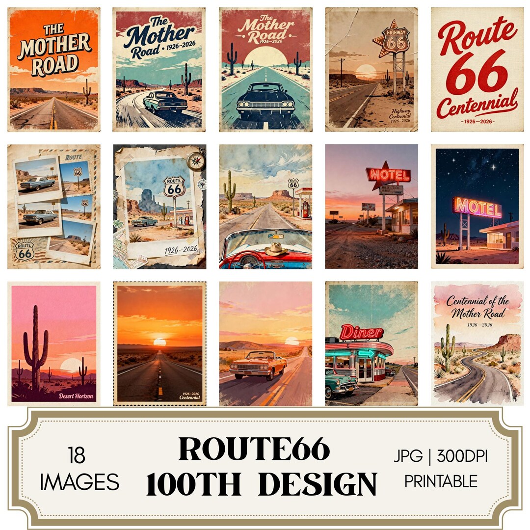 Assorted Routh Cards Route 66 100th Printable Journal Cards – Retro Americana Scrapbooking ...