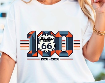 Route 66 100 Years Centennial Logo PNG – Retro Route 66 Typography Anniversary 1926-2026 Vintage Highway Travel Graphic