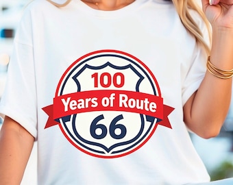 Route 66 100 Years Anniversary Logo PNG – Vintage Route 66 Centennial Badge 1926-2026 Retro Highway Sign Graphic – Americana Travel Design