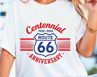 Route 66 Centennial Anniversary Logo PNG – Vintage Route 66 100 Years Badge 1926-2026 Retro Americana Highway Graphic