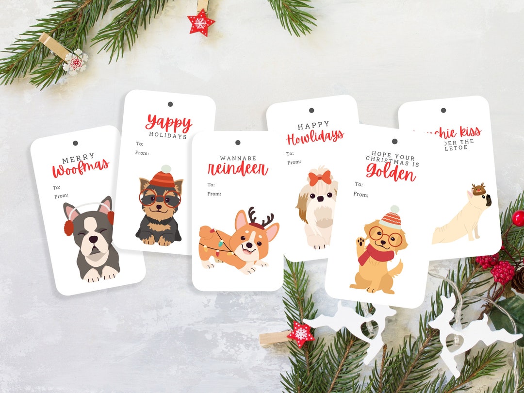 Editable Cute Dog Christmas Gift Tags Bundle 10 Christmas Etsy UK
