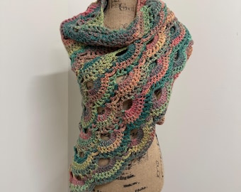 Handmade Crochet Triangle Shawl | Boho Openwork Scarf