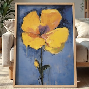Yellow Flower Wall Art Print Wall Decor for Bedroom Art Living Room Decor Floral Home Print Kitchen Wall Decor Vintage Art Digital Download