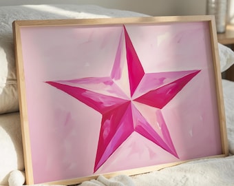 Pink Star Nursery Art Print: Modern Teen Room Decor (Digital Download)