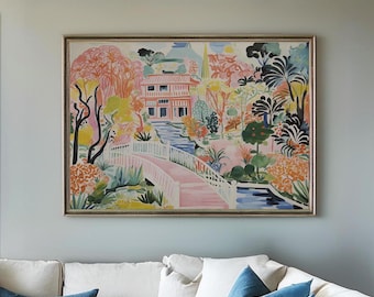 Japanese Garden Art Print: Botanical Zen Landscape (Digital Download)