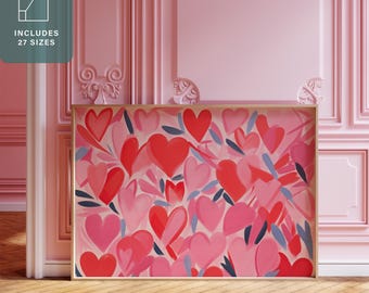 Pink Heart Art Print: Romantic Valentine's Decor (Digital Download)